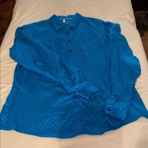 Wore one time bright blue western shirt